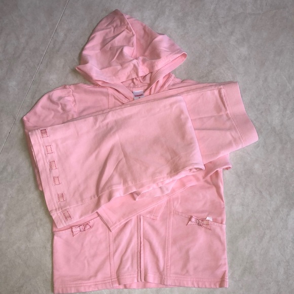 Gymboree Pink Heart Hoodie Zip Up Cotton Jacket Sweater Cotton Pants Set Size 10 - Picture 3 of 12